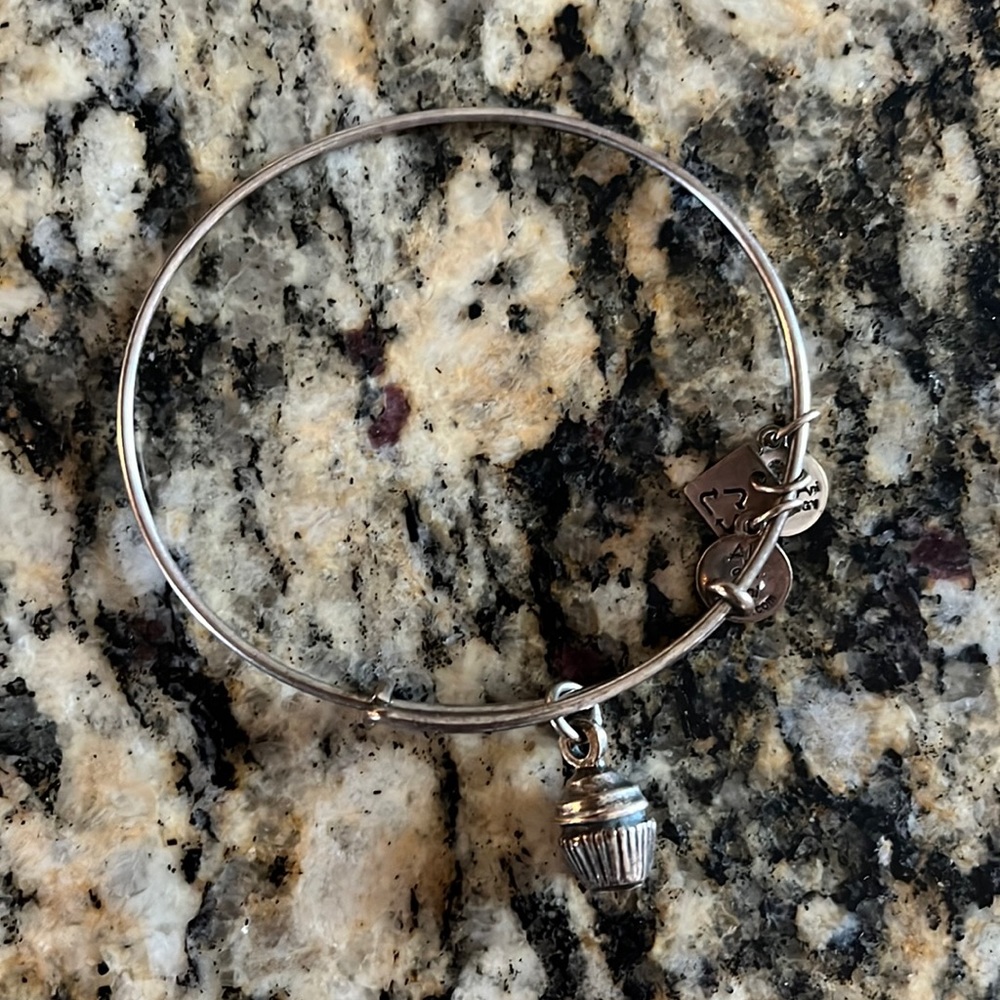 Alex & Ani silver cupcake charm bracelet